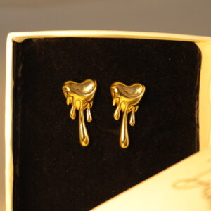 Dilaraa 18K Gold Plated Heart Drop Earrings