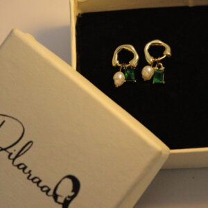 Dilaraa Emerald Pearl Charm Earrings