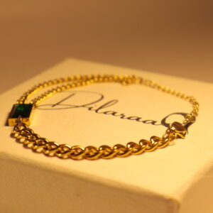 Dilaraa 18K Gold Plated Emerald Cuban Chain Bracelet