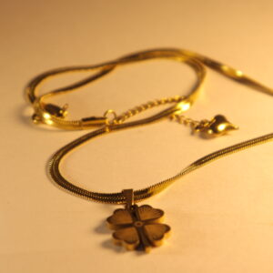 Dilaraa 18K Gold Plated Clover Snake Chain Necklace