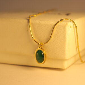 Dilaraa Emerald Oval Necklace