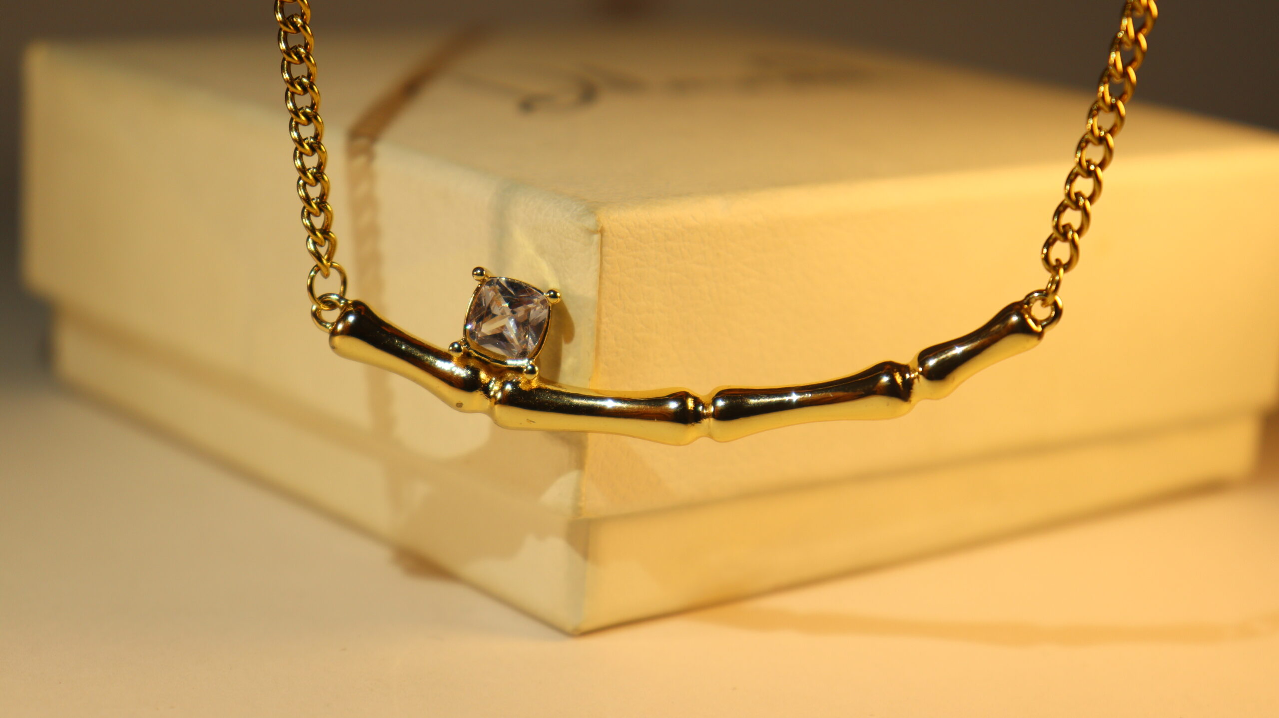 Dilaraa Bamboo Crystal Necklace Dilaraa Bamboo Crystal Necklace