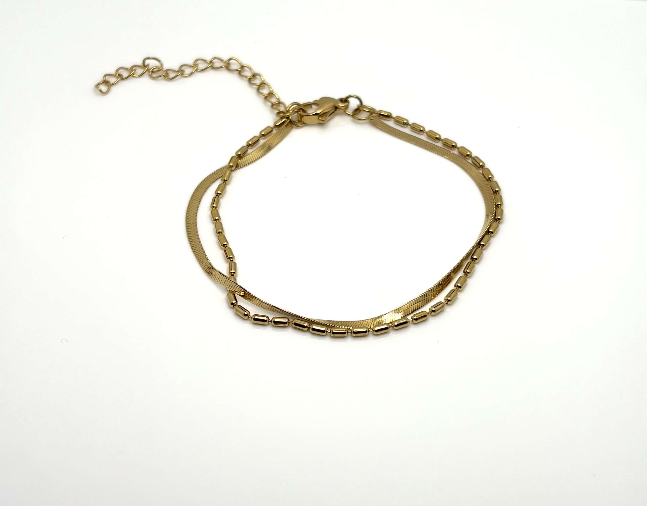 dilaraa-18k-gold-plated-snake-chain-layered-bracelet